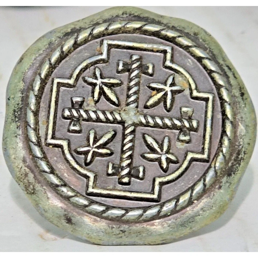 4 Vintage National Lock Antique Gold 1-1/2" Rope Braid Furniture Knob 63-3469 - Picture 12 of 14